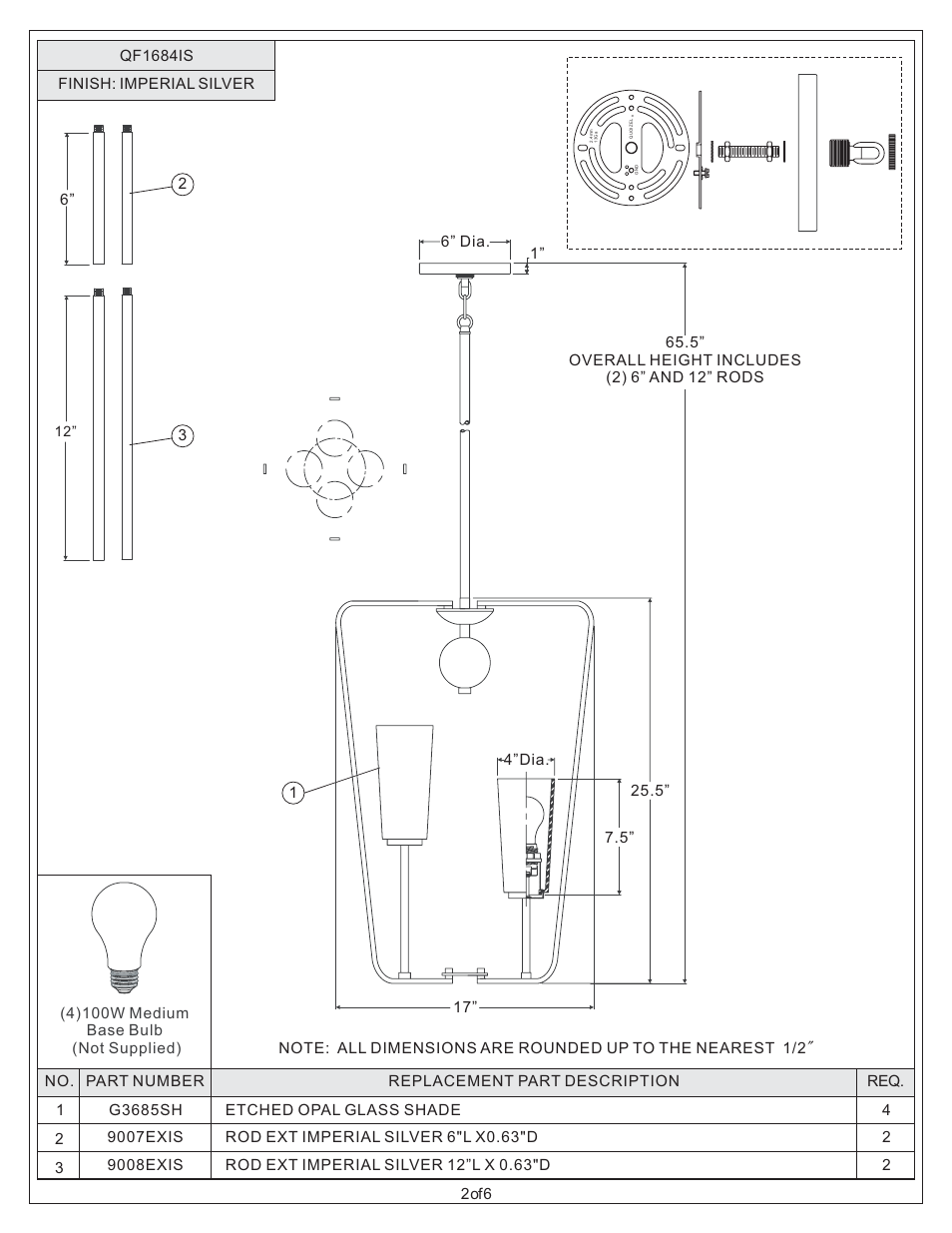 Quoizel QF1684IS Quoizel Fixture User Manual | Page 2 / 6