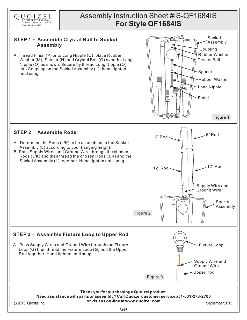 Quoizel QF1684IS Quoizel Fixture User Manual | Page 3 / 6