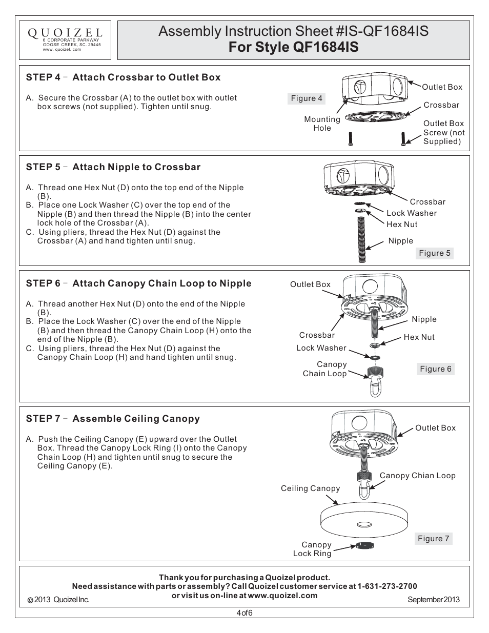 Quoizel QF1684IS Quoizel Fixture User Manual | Page 4 / 6