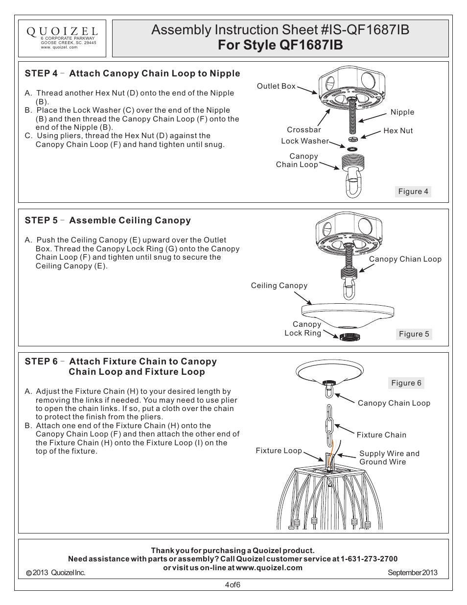 Quoizel QF1687IB Quoizel Fixture User Manual | Page 4 / 6