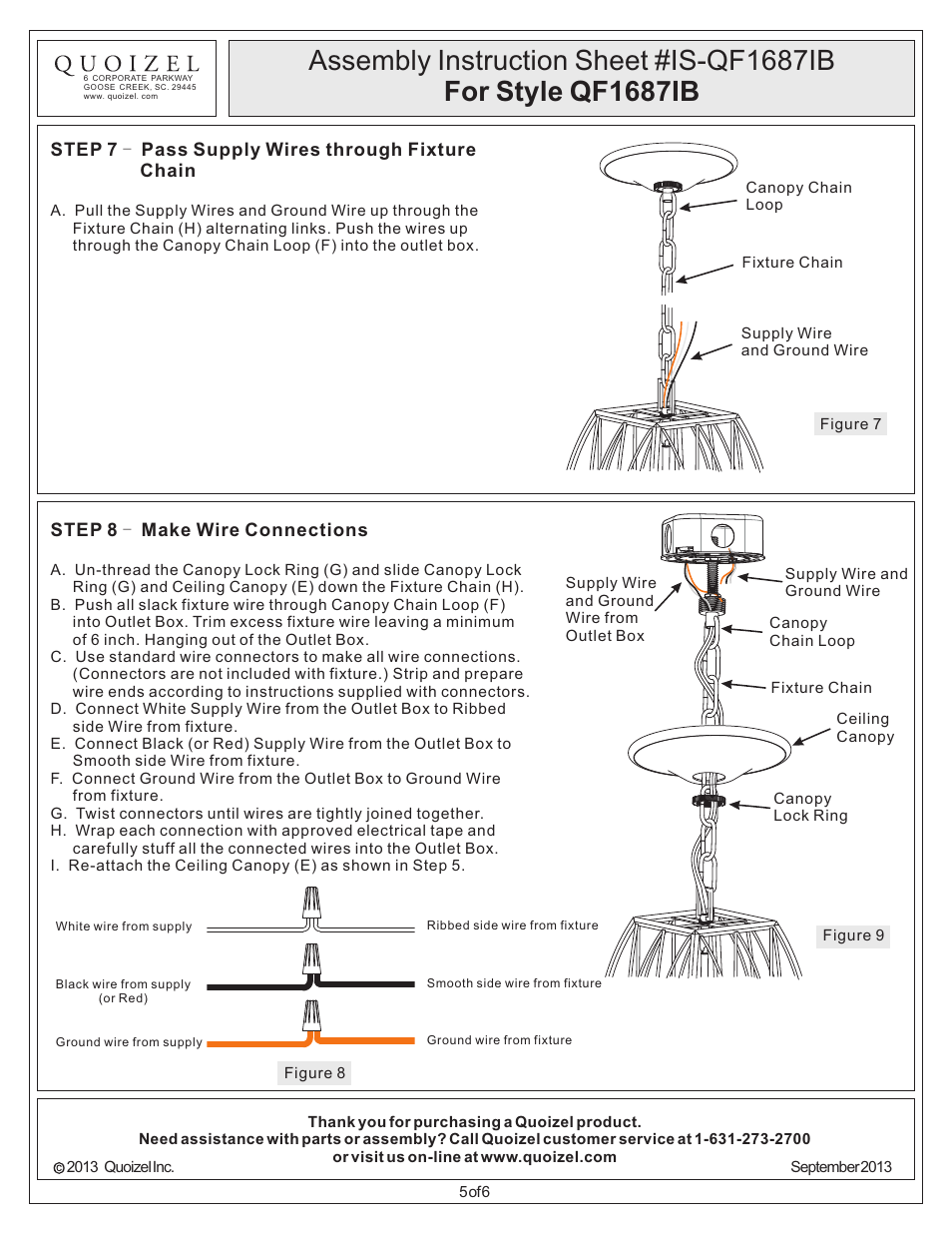 Quoizel QF1687IB Quoizel Fixture User Manual | Page 5 / 6