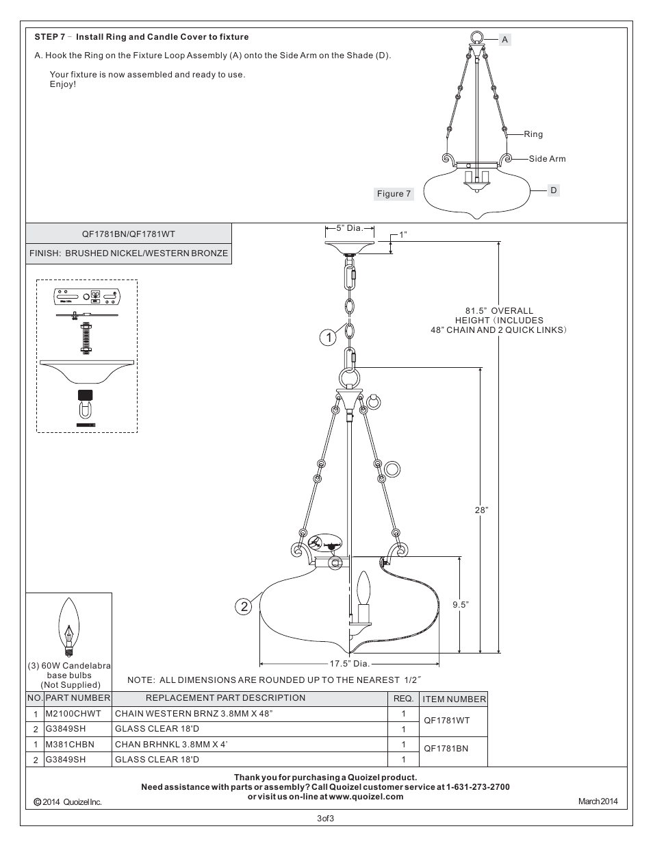 Quoizel QF1781BN Quoizel Fixture User Manual | Page 3 / 3