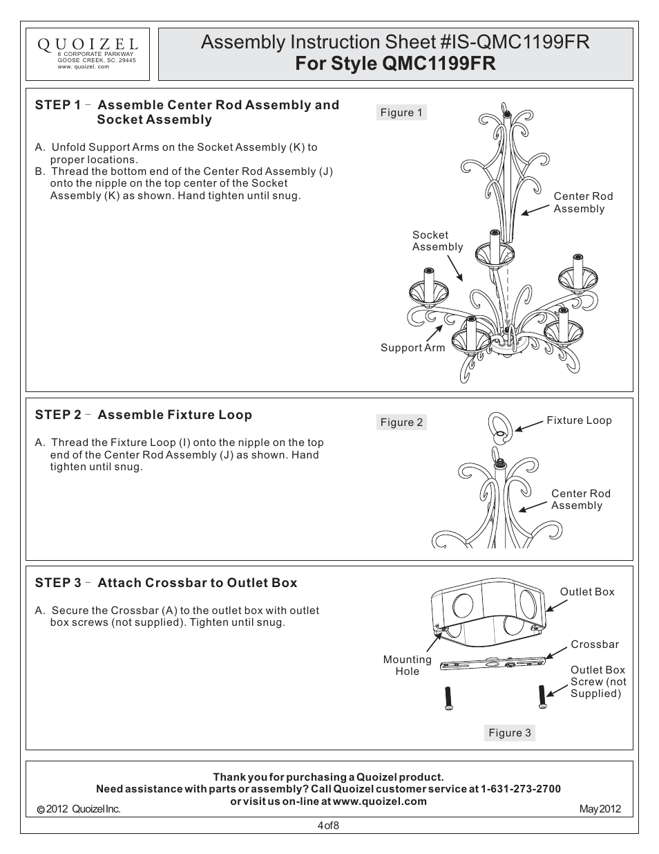 Quoizel QMC1199FR Quoizel Mini Chandelier User Manual | Page 4 / 8