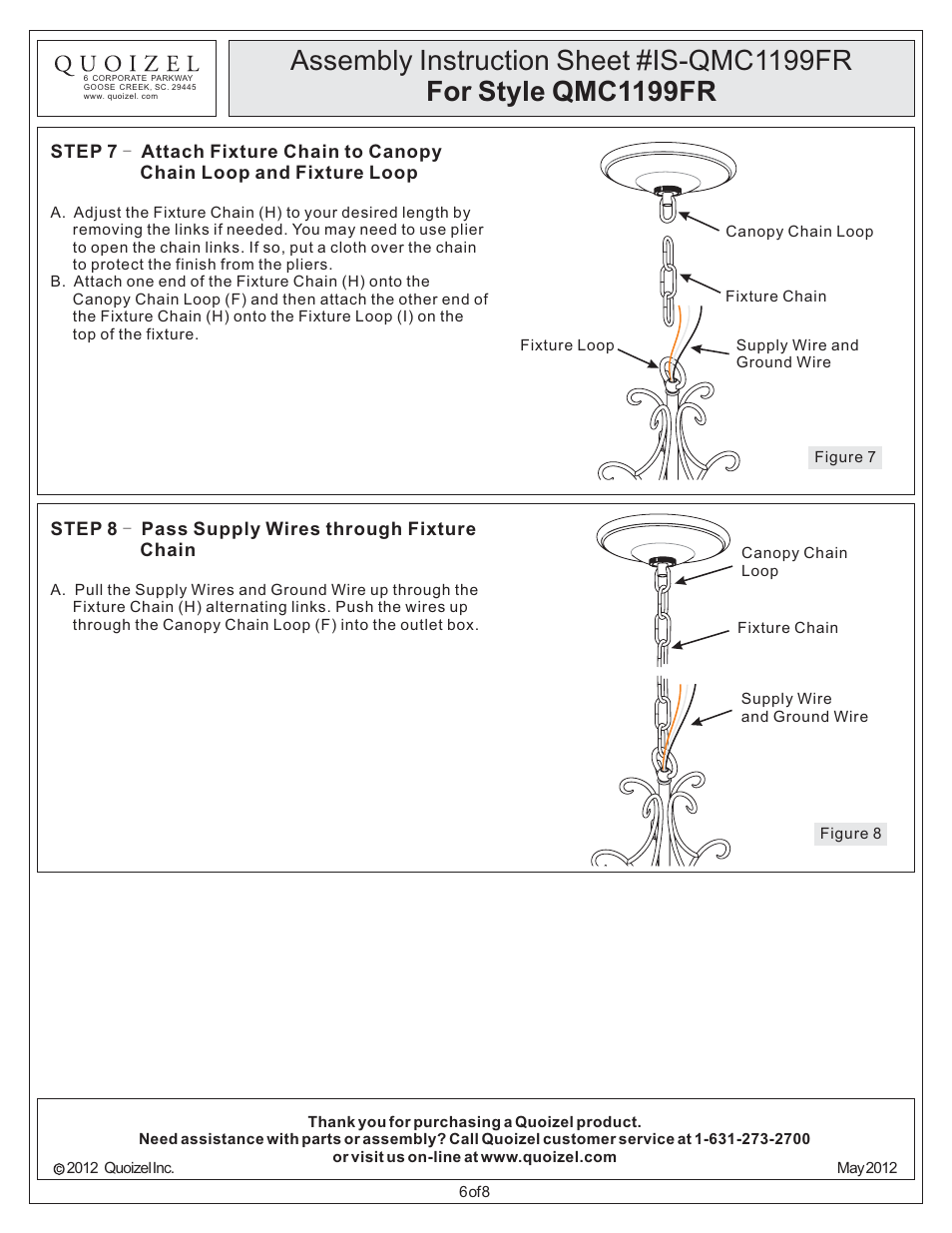 Quoizel QMC1199FR Quoizel Mini Chandelier User Manual | Page 6 / 8