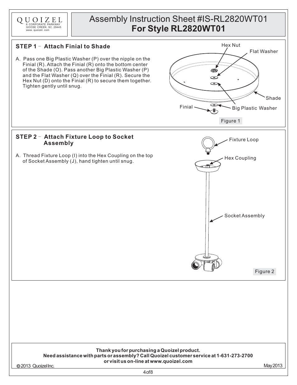 Quoizel RL2820WT01 Radcliff User Manual | Page 4 / 8