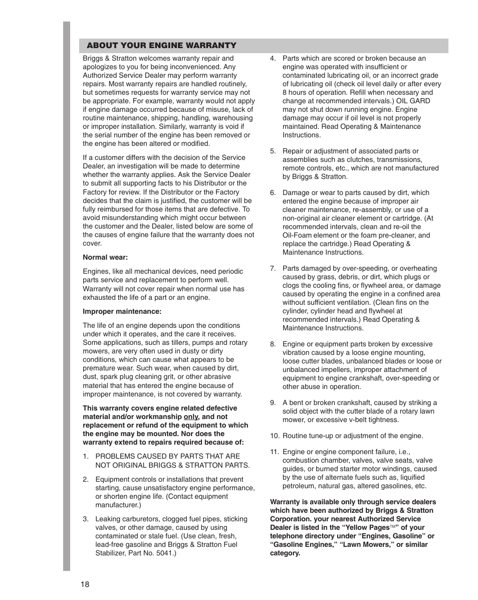 Briggs & Stratton 610000 User Manual | Page 18 / 20