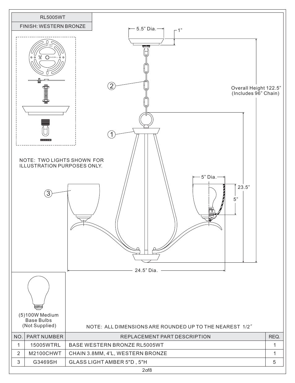 Quoizel RL5005WT Radcliff User Manual | Page 2 / 8