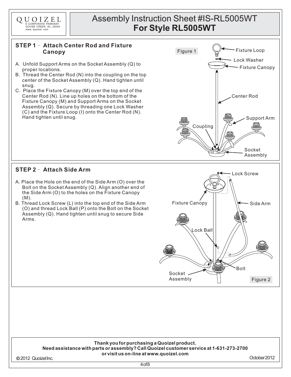 Quoizel RL5005WT Radcliff User Manual | Page 4 / 8