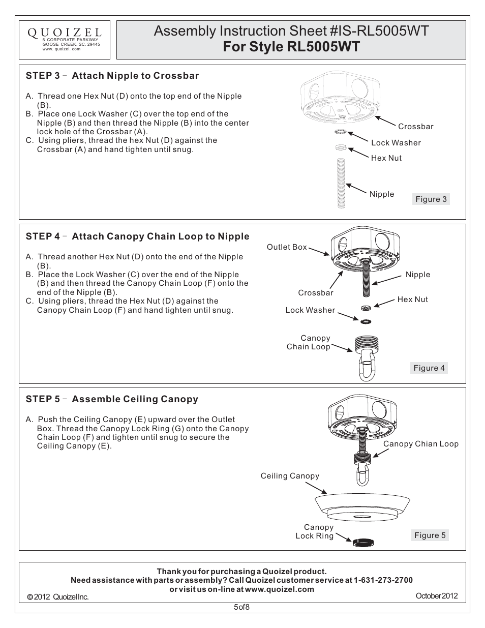 Quoizel RL5005WT Radcliff User Manual | Page 5 / 8