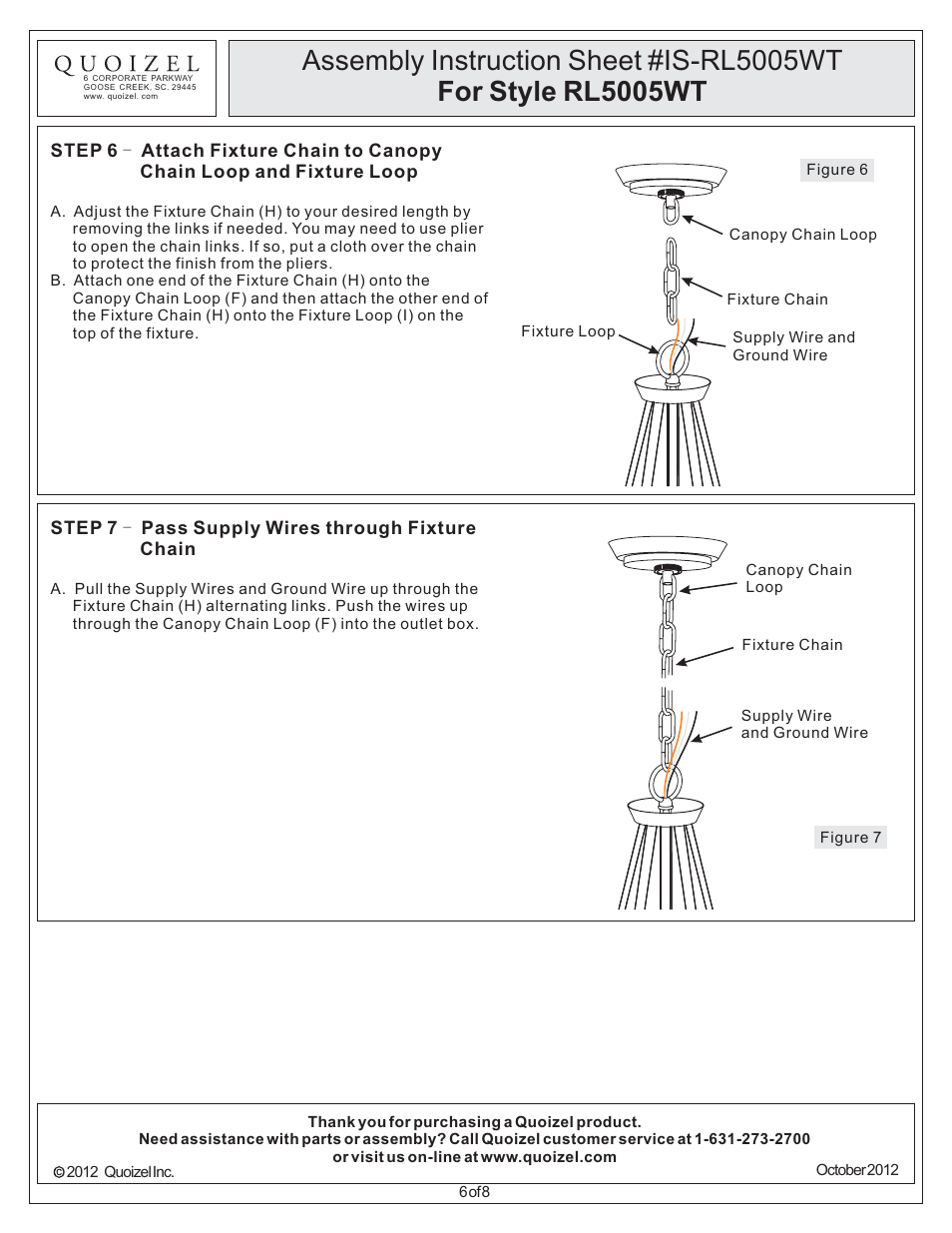 Quoizel RL5005WT Radcliff User Manual | Page 6 / 8