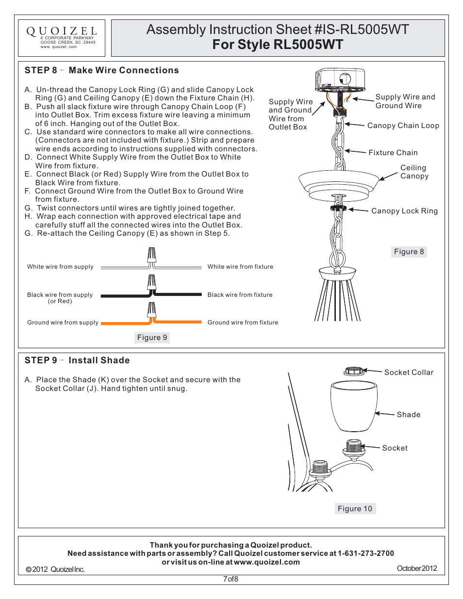 Quoizel RL5005WT Radcliff User Manual | Page 7 / 8