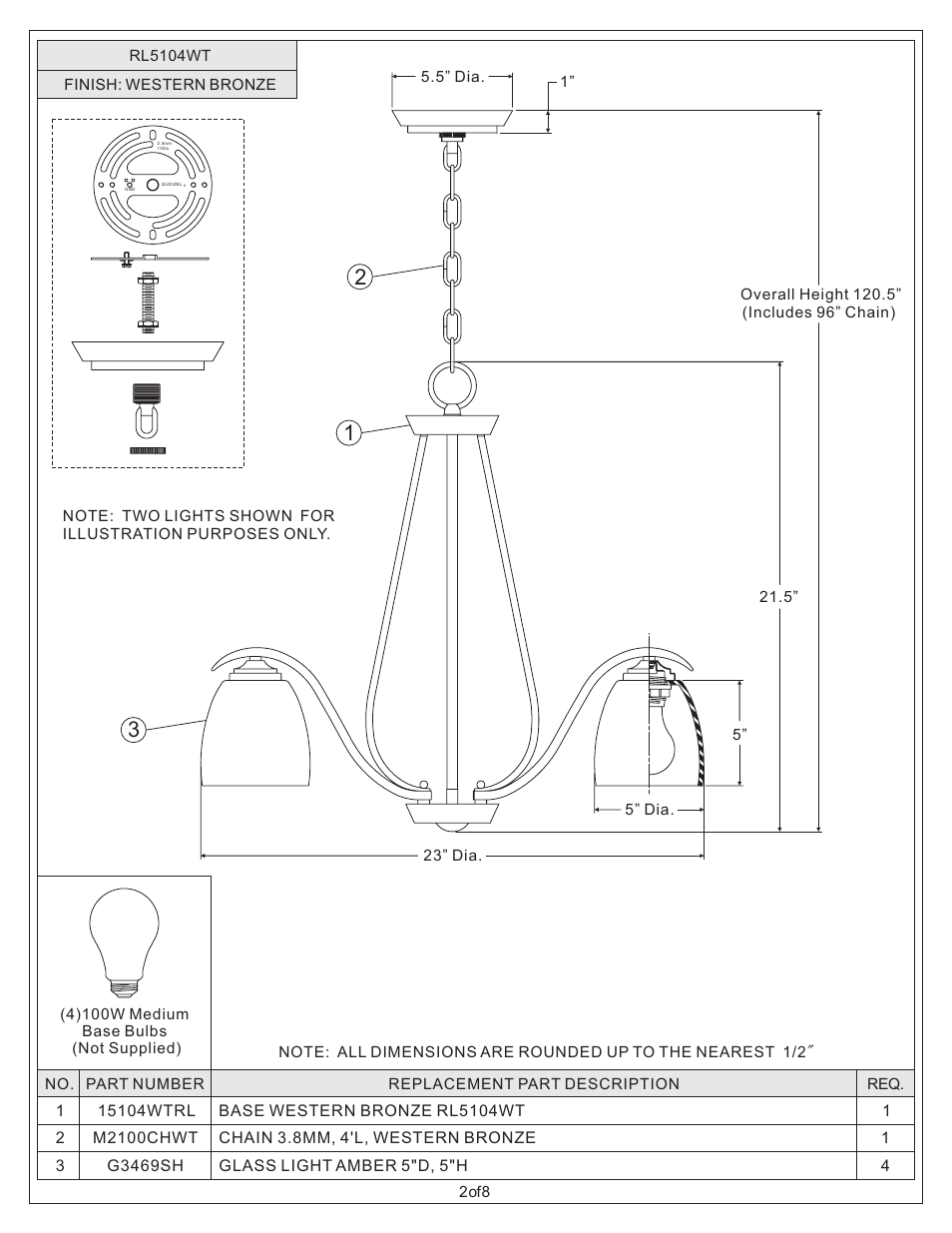 Quoizel RL5104WT Radcliff User Manual | Page 2 / 8
