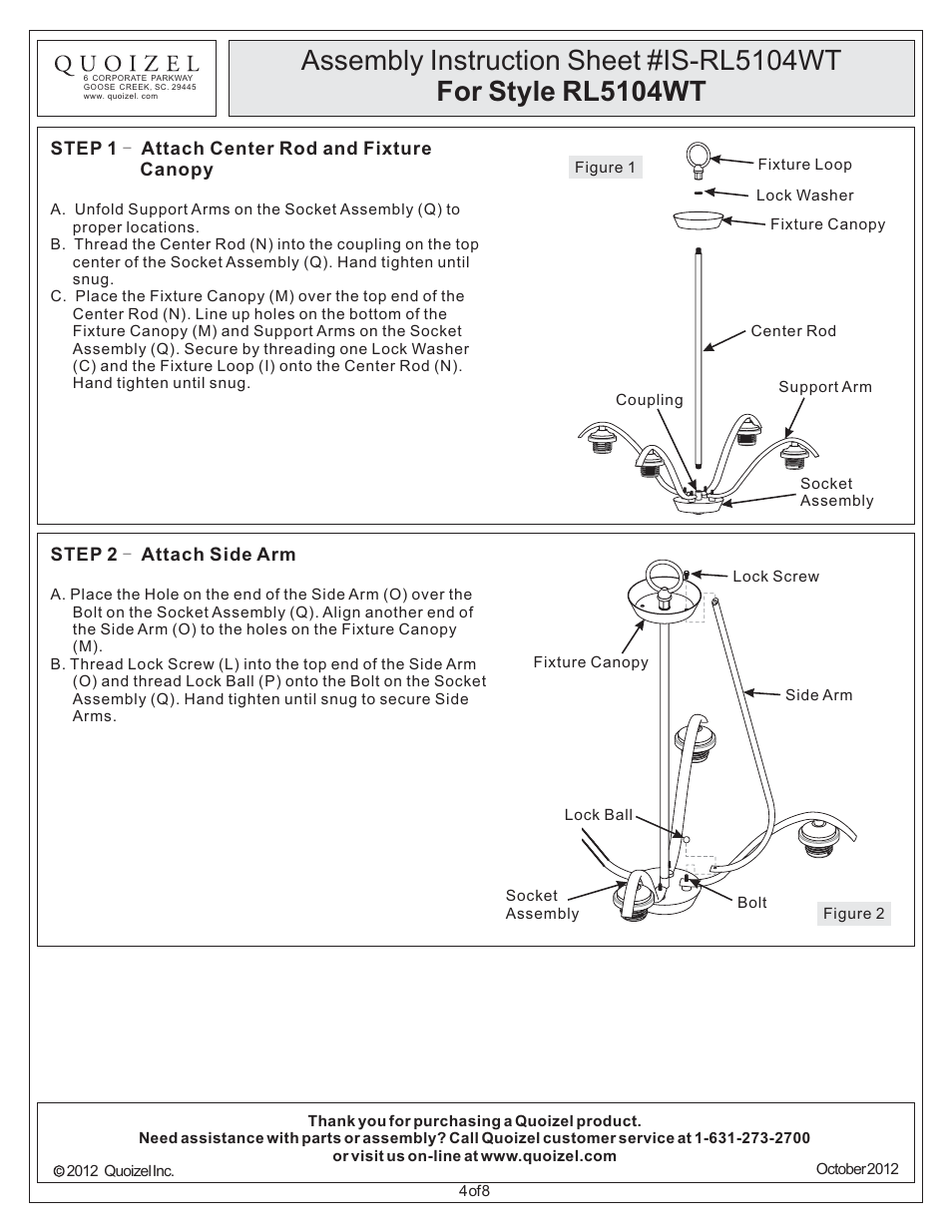 Quoizel RL5104WT Radcliff User Manual | Page 4 / 8