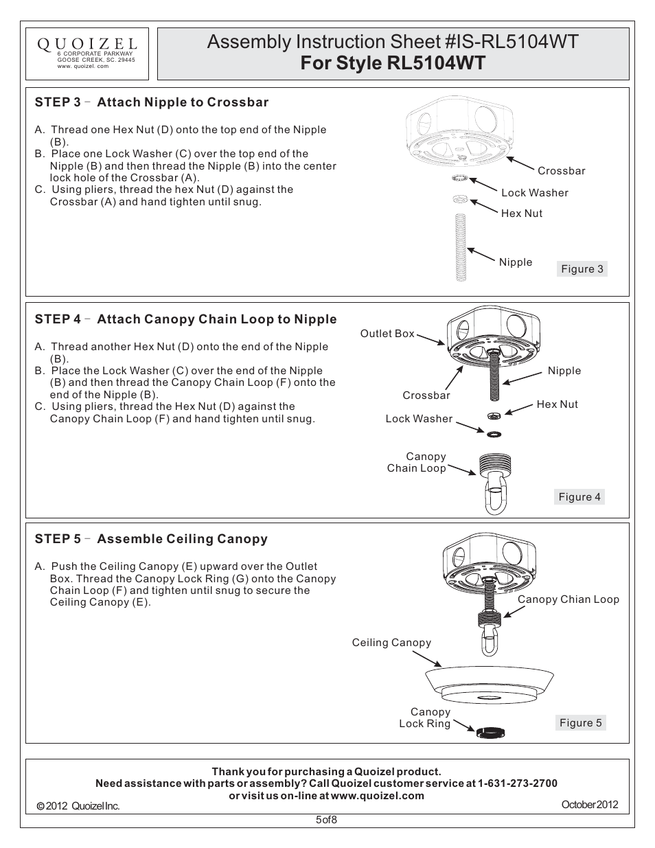 Quoizel RL5104WT Radcliff User Manual | Page 5 / 8