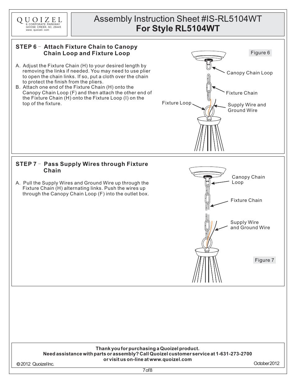 Quoizel RL5104WT Radcliff User Manual | Page 6 / 8