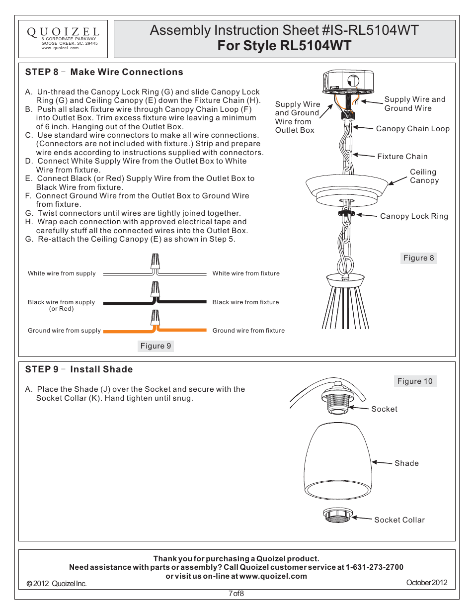 Quoizel RL5104WT Radcliff User Manual | Page 7 / 8