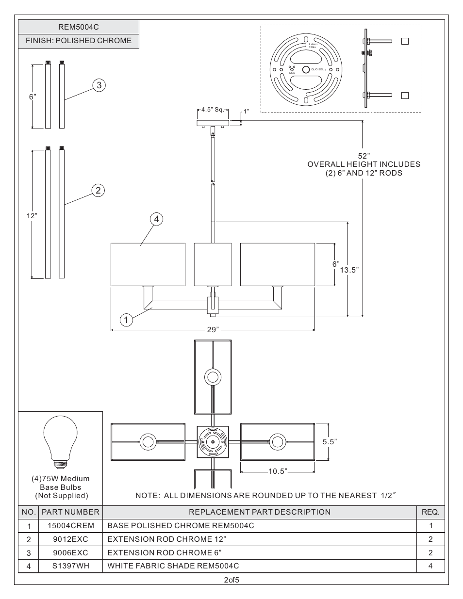 Quoizel REM5004C Remi User Manual | Page 2 / 5