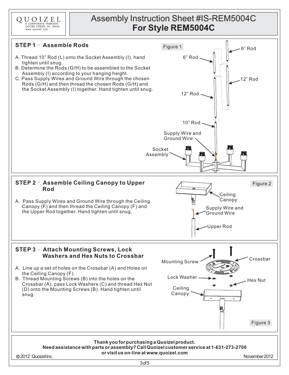 Quoizel REM5004C Remi User Manual | Page 3 / 5