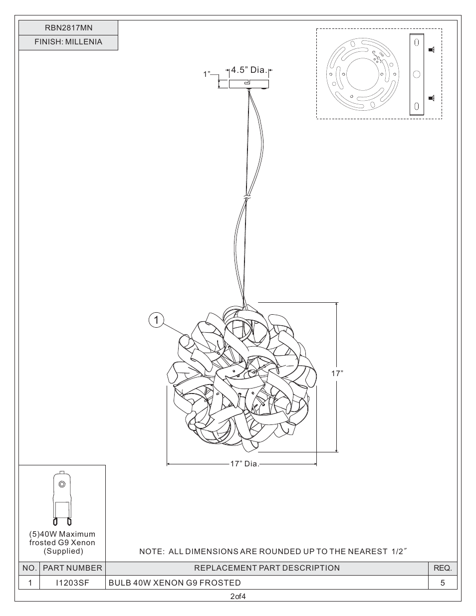 Quoizel RBN2817MN Ribbons User Manual | Page 2 / 4