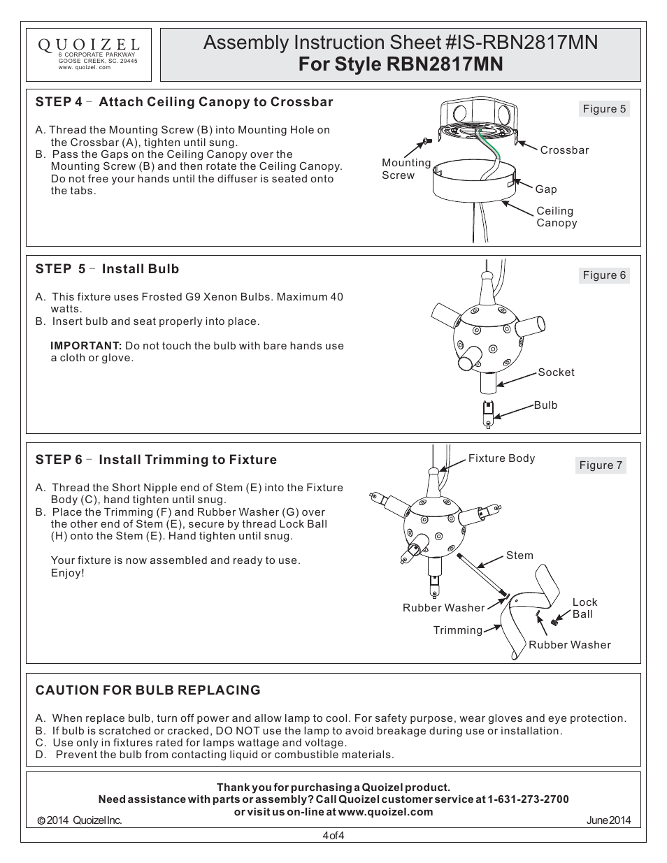 Quoizel RBN2817MN Ribbons User Manual | Page 4 / 4