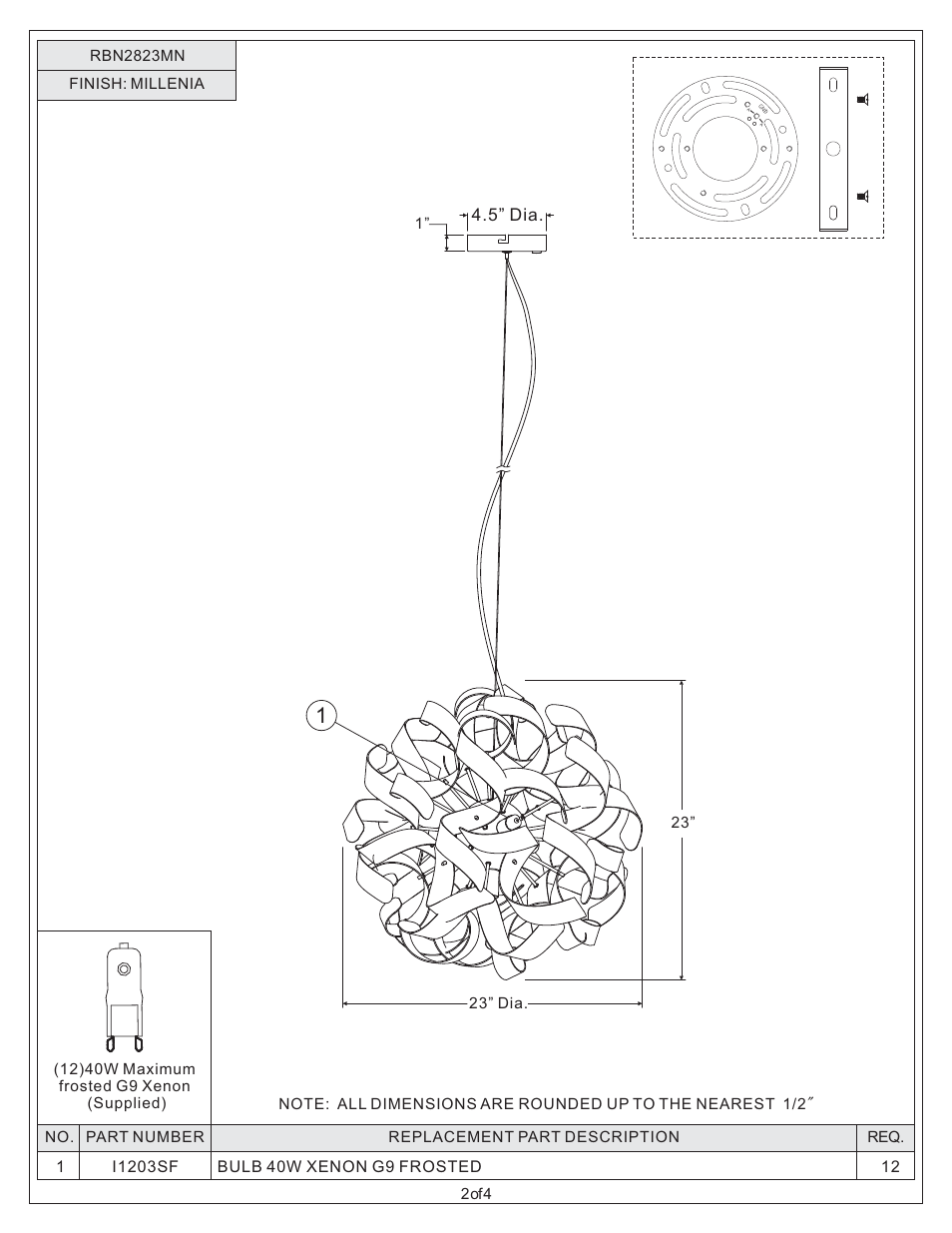 Quoizel RBN2823MN Ribbons User Manual | Page 2 / 4