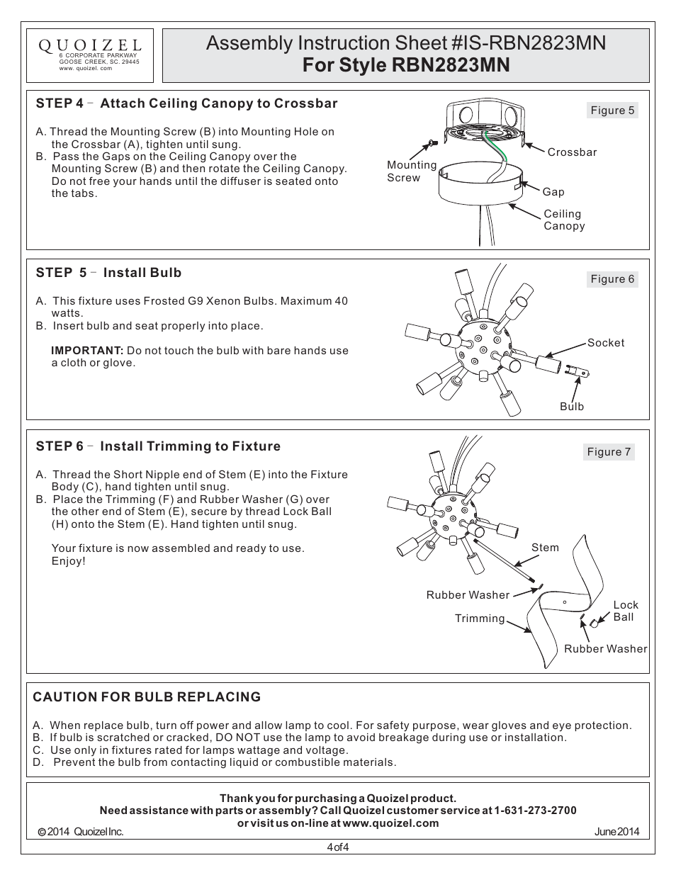 Quoizel RBN2823MN Ribbons User Manual | Page 4 / 4