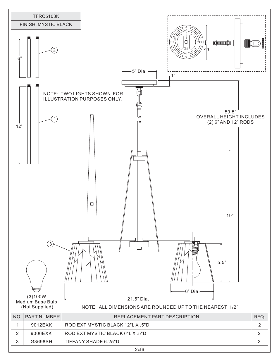 Quoizel TFRC5103K Rochelle User Manual | Page 2 / 6