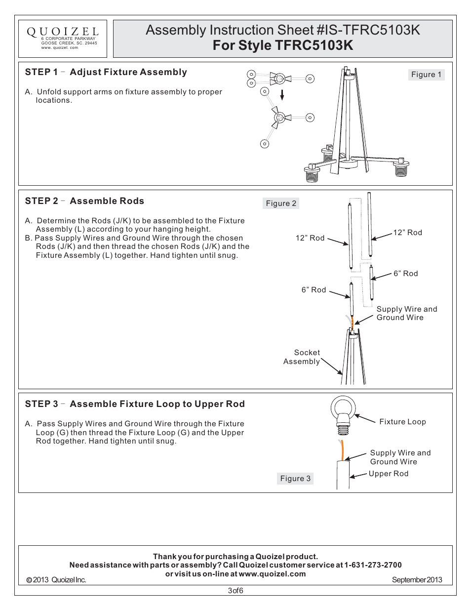Quoizel TFRC5103K Rochelle User Manual | Page 3 / 6