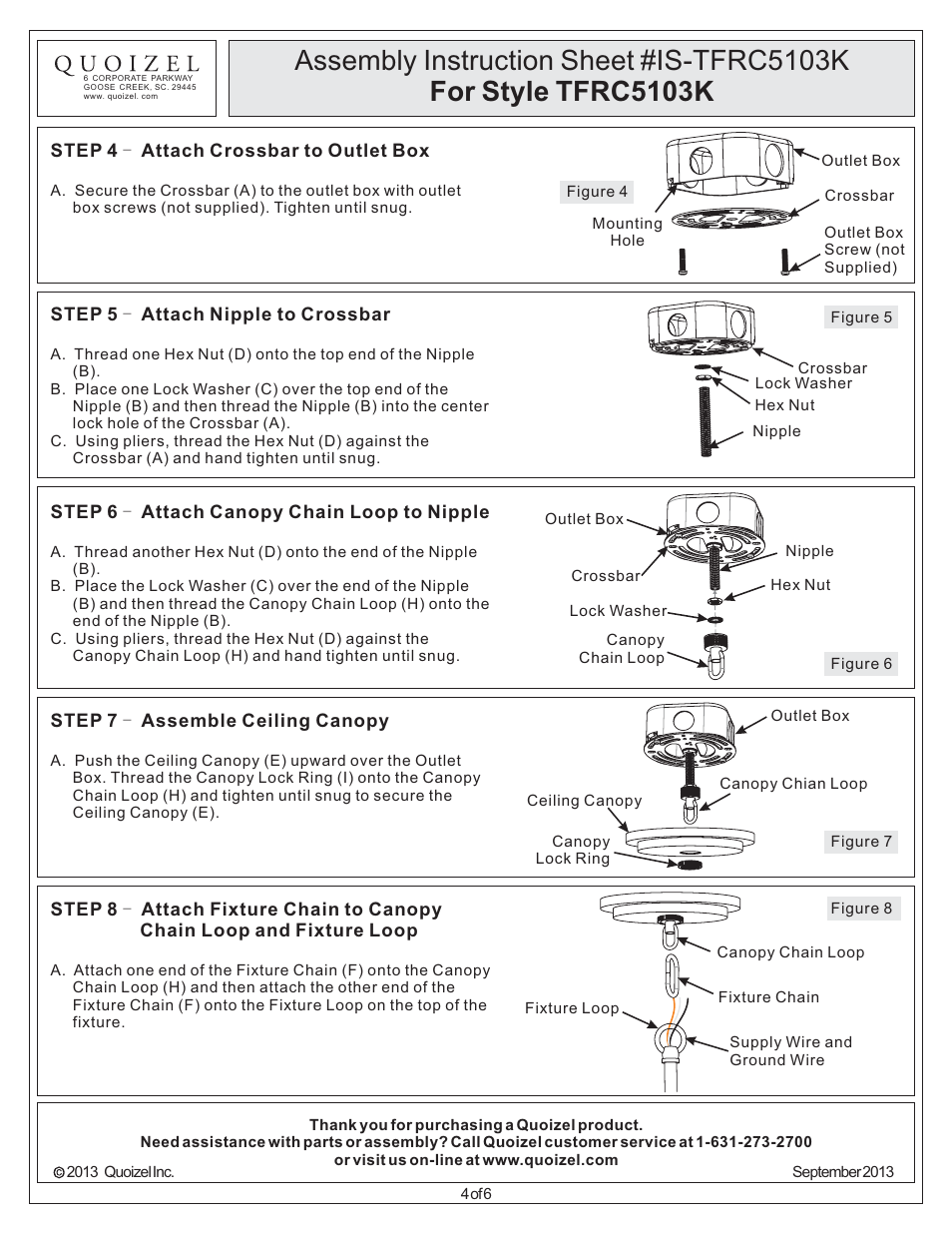 Quoizel TFRC5103K Rochelle User Manual | Page 4 / 6