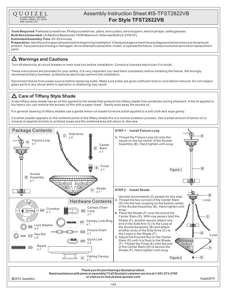 Quoizel TFST2822VB Stephen User Manual | 3 pages