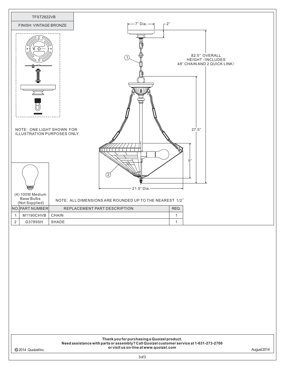 Quoizel TFST2822VB Stephen User Manual | Page 3 / 3