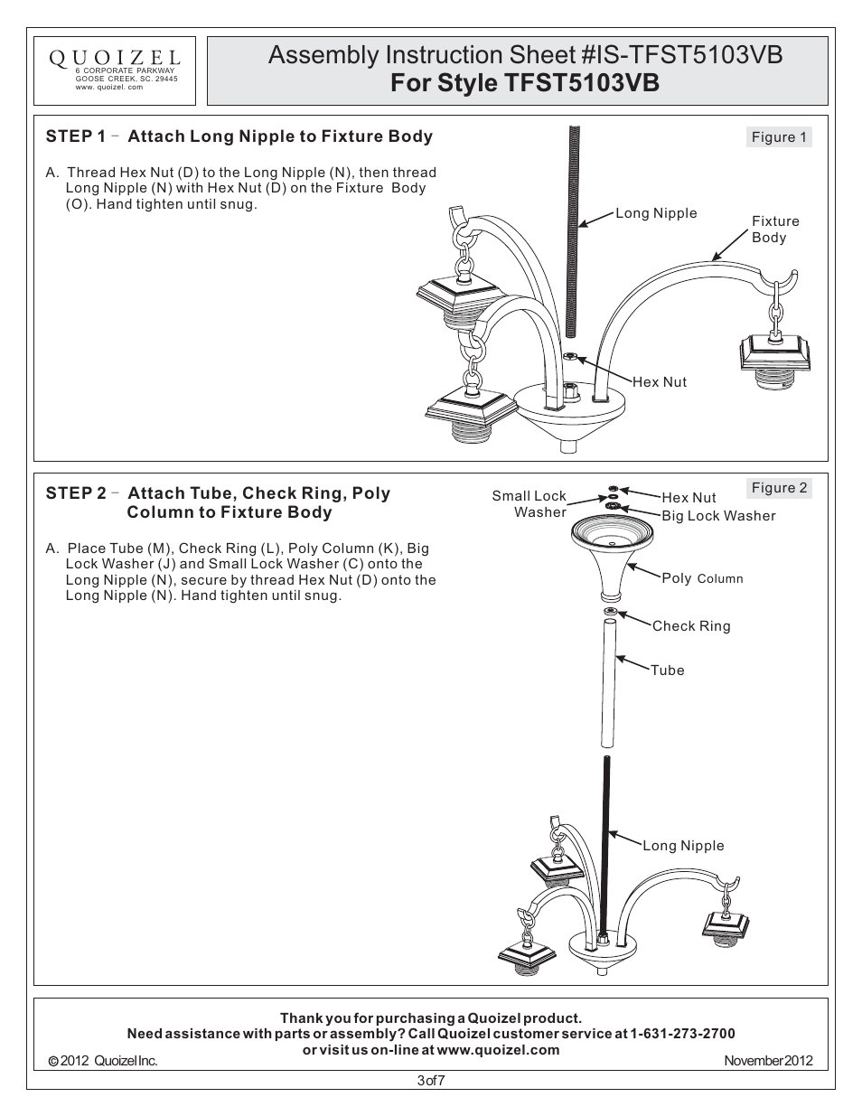 Quoizel TFST5103VB Stephen User Manual | Page 3 / 7