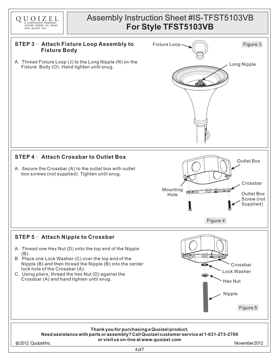 Quoizel TFST5103VB Stephen User Manual | Page 4 / 7