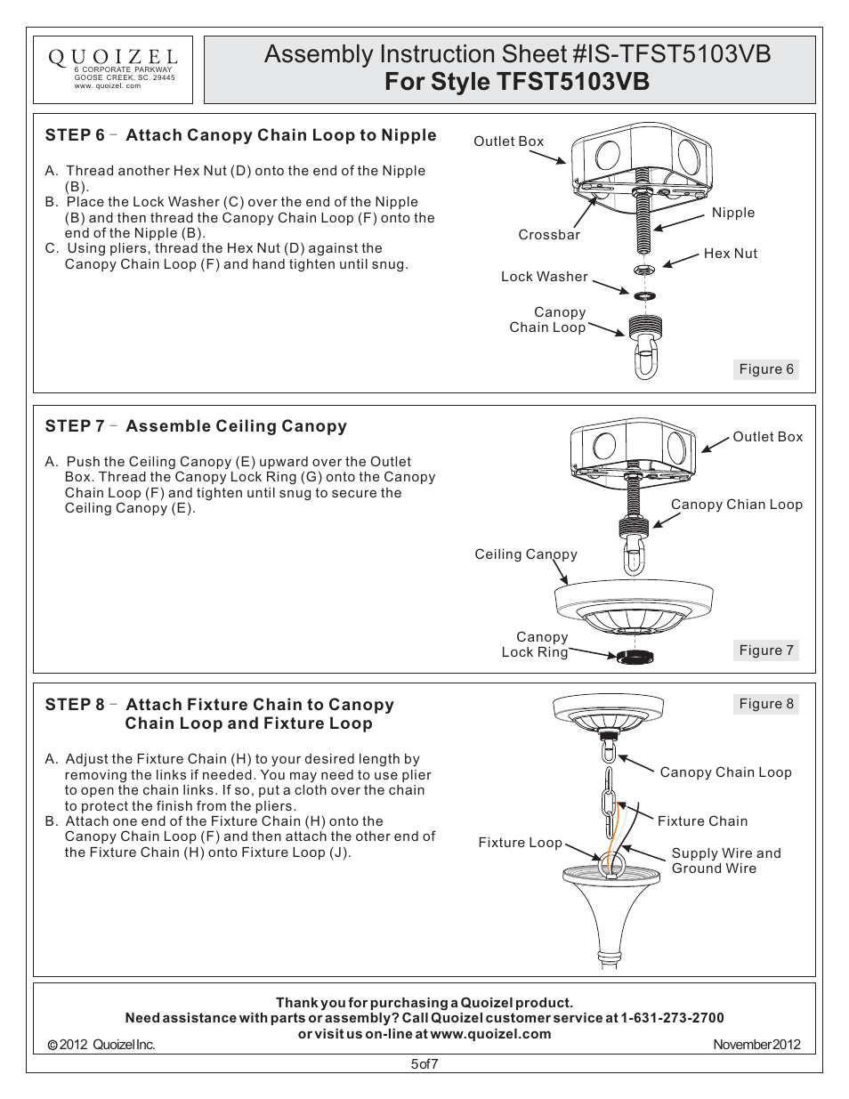 Quoizel TFST5103VB Stephen User Manual | Page 5 / 7
