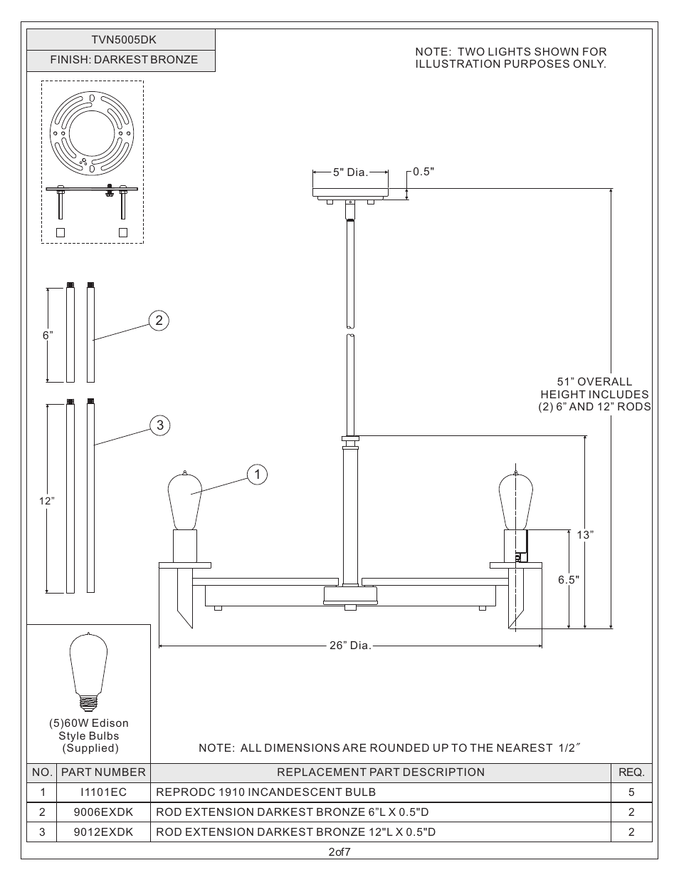 Quoizel TVN5005DK Tavern User Manual | Page 2 / 7