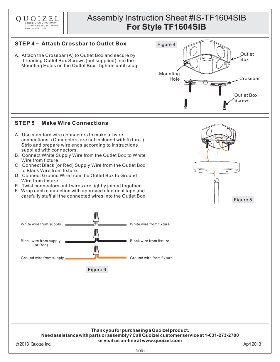 Quoizel TF1604SIB Tiffany User Manual | Page 4 / 5