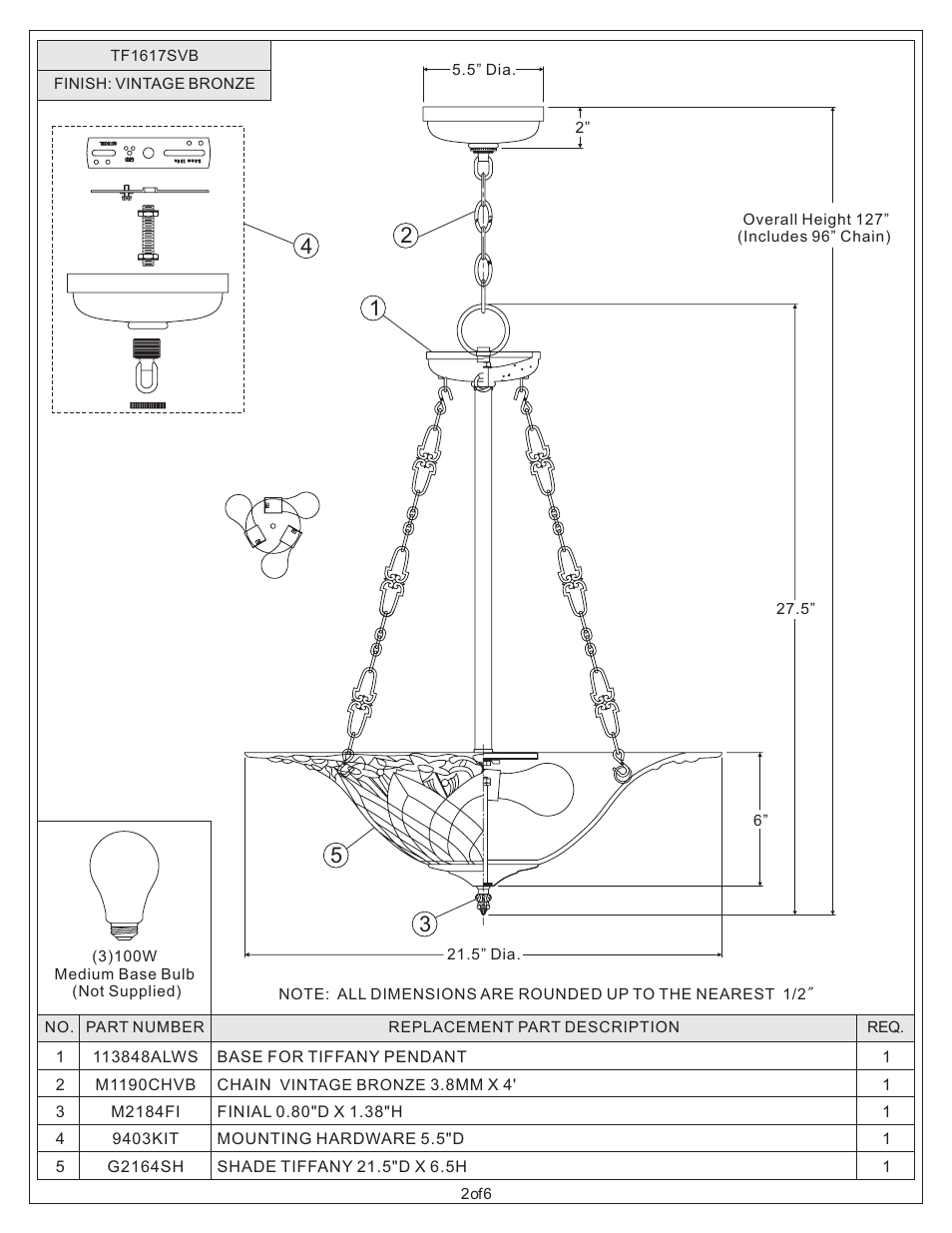 Quoizel TF1617SVB Tiffany User Manual | Page 2 / 6