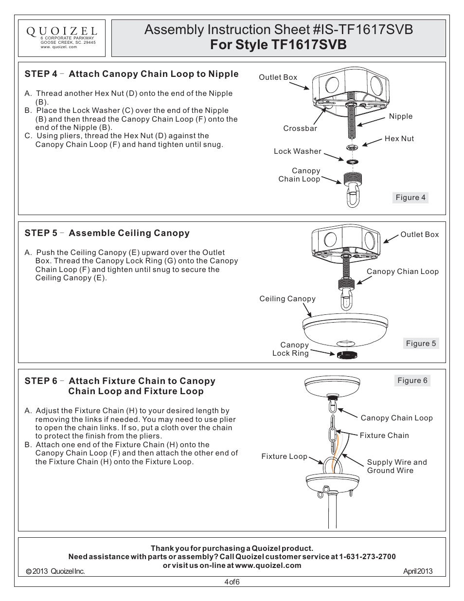 Quoizel TF1617SVB Tiffany User Manual | Page 4 / 6