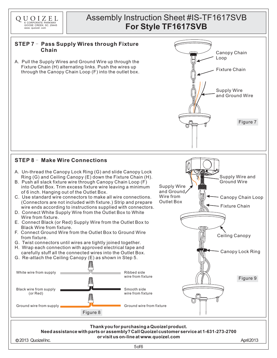 Quoizel TF1617SVB Tiffany User Manual | Page 5 / 6