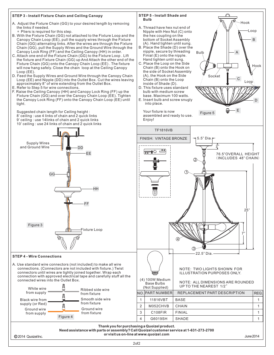 Quoizel TF1816VB Tiffany User Manual | Page 2 / 2