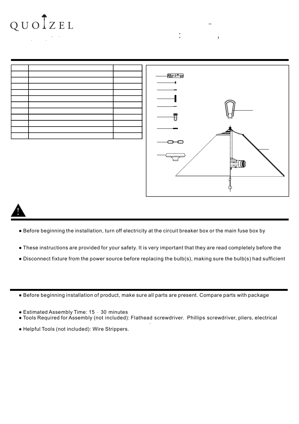 Quoizel TF489PVB Tiffany User Manual | 3 pages