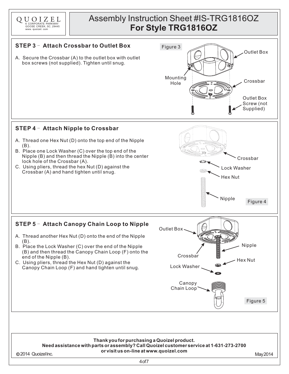 Quoizel TRG1816OZ Trilogy User Manual | Page 4 / 7
