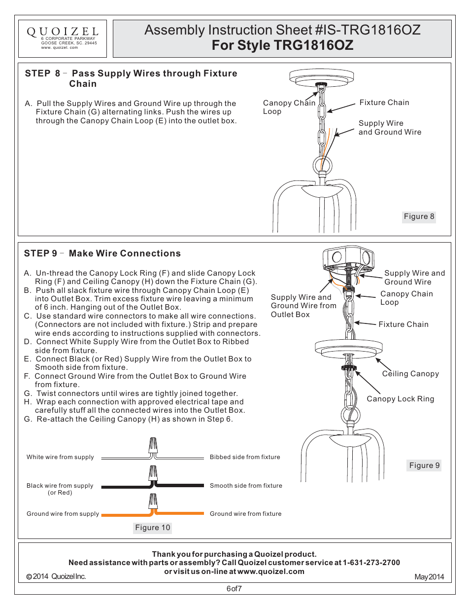 Quoizel TRG1816OZ Trilogy User Manual | Page 6 / 7