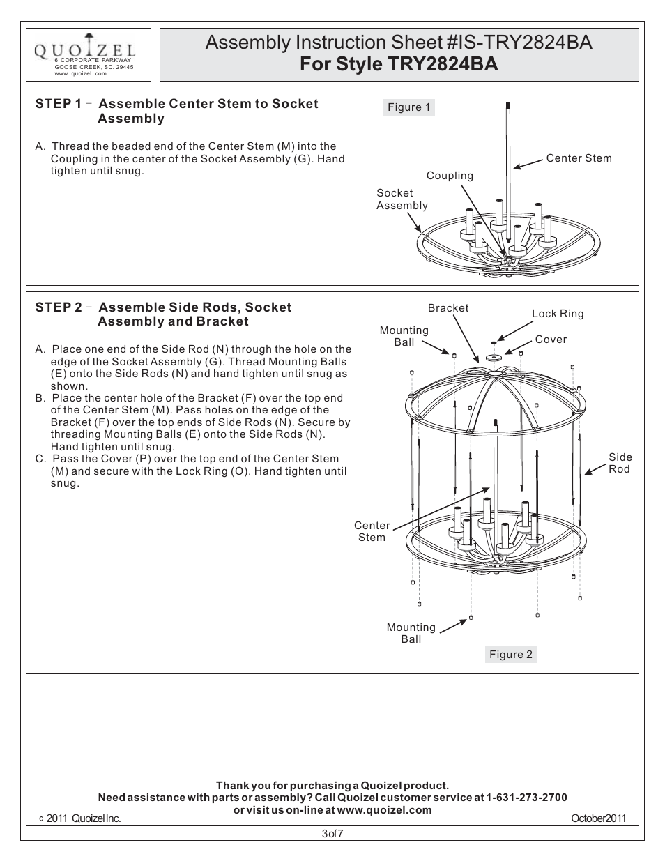 Quoizel TRY2824BA Troy User Manual | Page 3 / 7