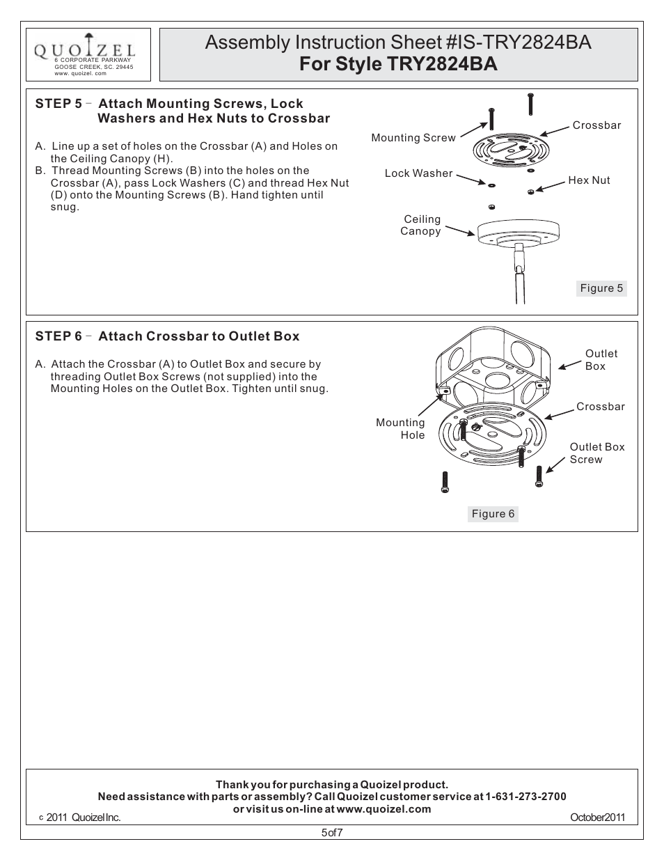 Quoizel TRY2824BA Troy User Manual | Page 5 / 7