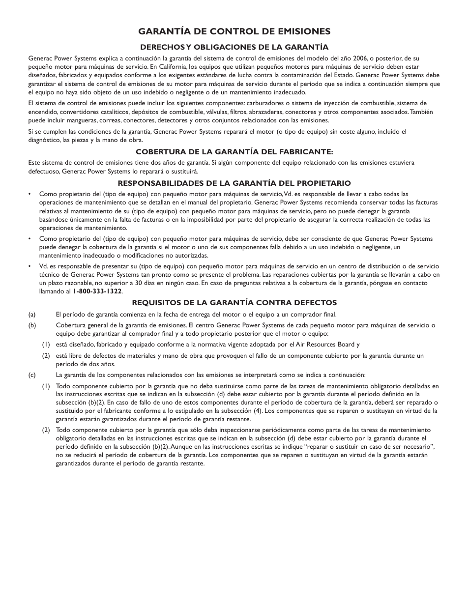 Garantía de control de emisiones | Briggs & Stratton 030254 User Manual | Page 80 / 84