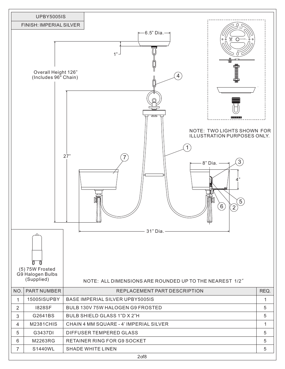 Quoizel UPBY5005IS Uptown Bowery User Manual | Page 2 / 8