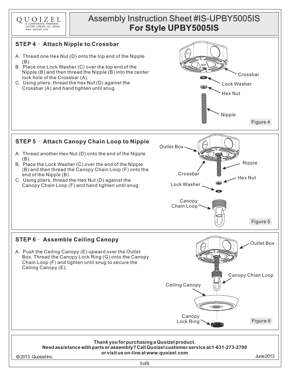Quoizel UPBY5005IS Uptown Bowery User Manual | Page 5 / 8