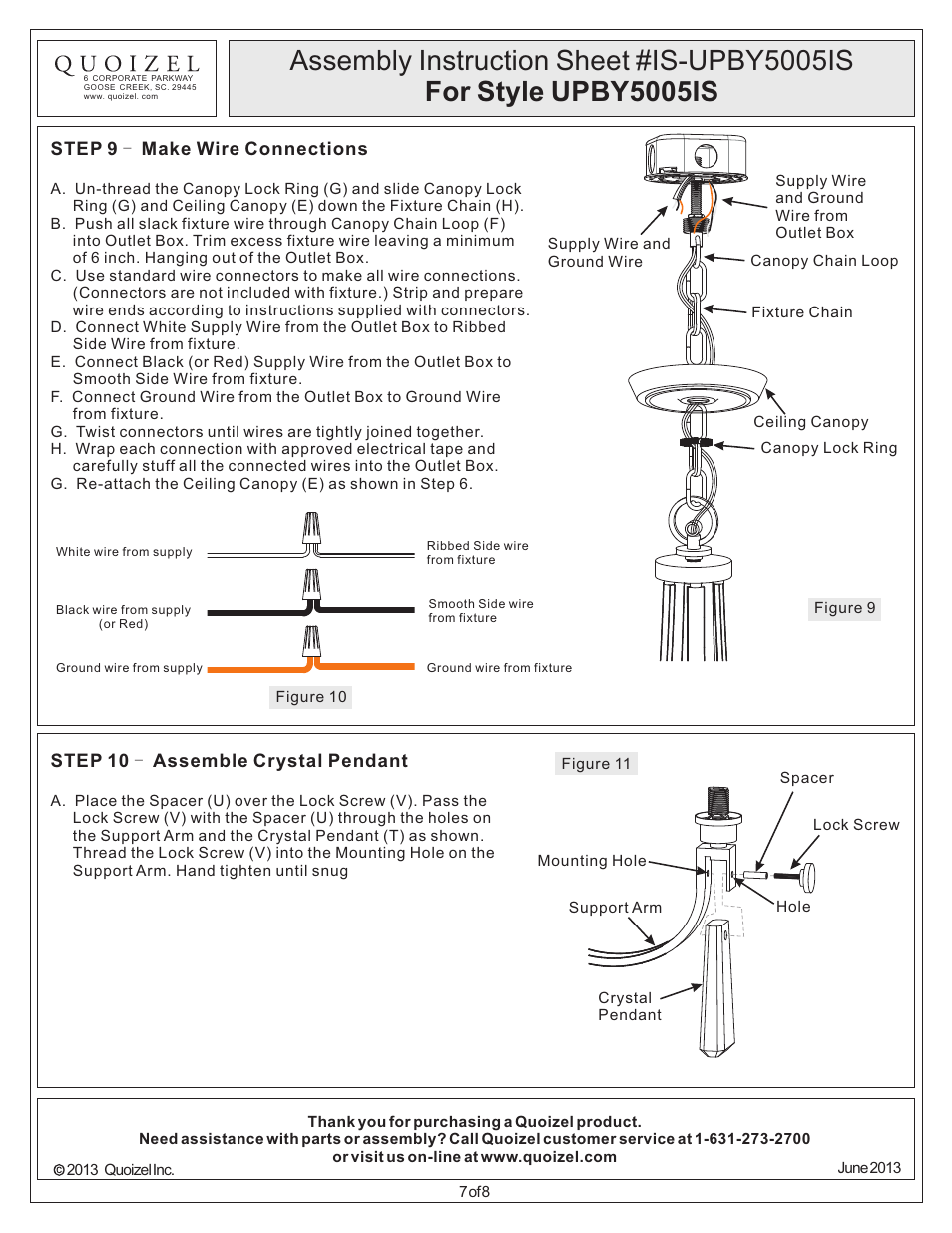 Quoizel UPBY5005IS Uptown Bowery User Manual | Page 7 / 8