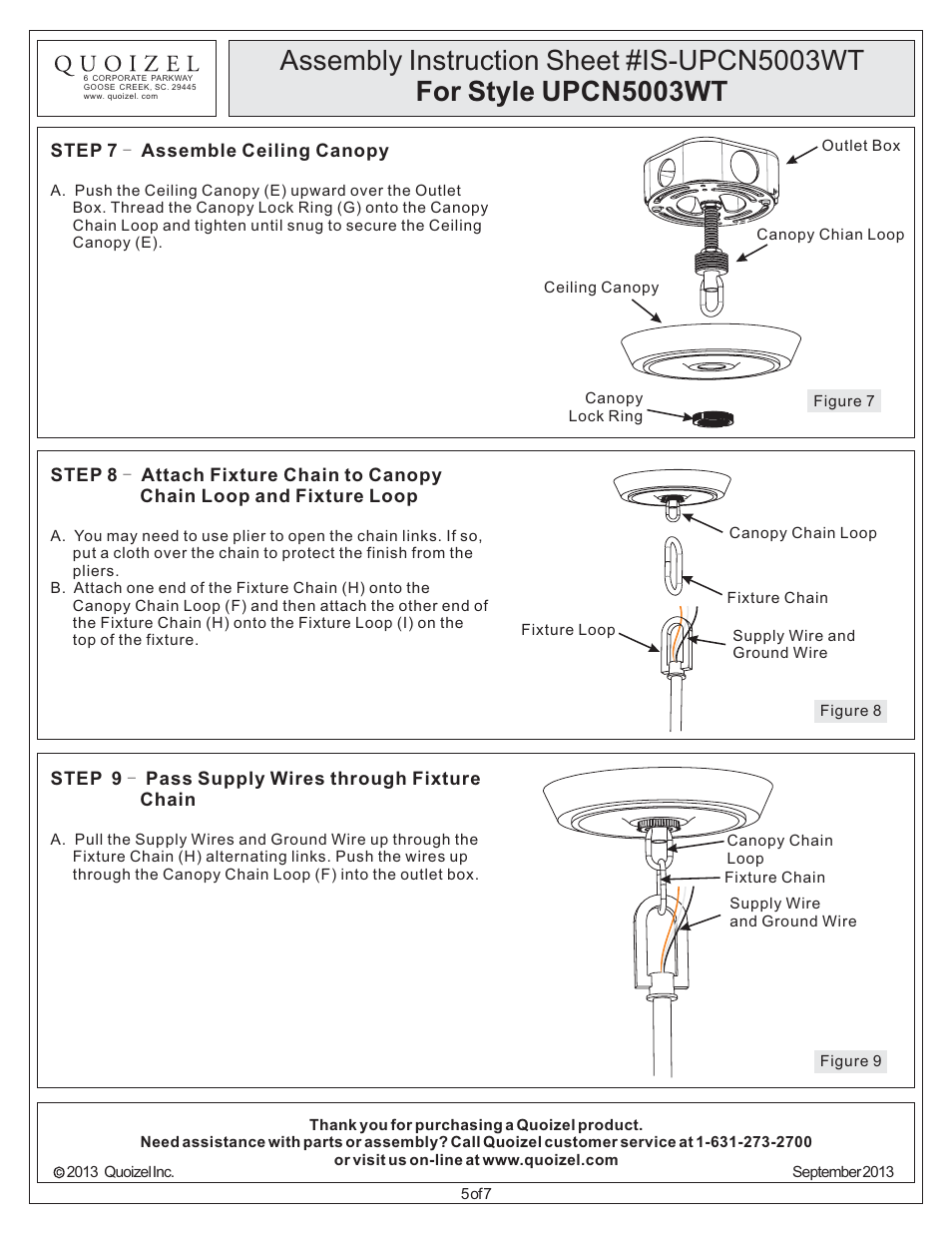Quoizel UPCN5003WT Uptown Carnegie User Manual | Page 5 / 7